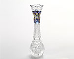 ボヘミアガラス ブルーラスター ハイエナメル ベース（花瓶） 20.5cm