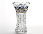 ボヘミアガラス ブルーラスター ハイエナメル ベース（花瓶） 25.5cm