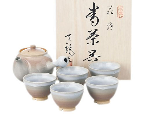 萩焼 天龍窯 茶器揃 茶コシ付 木箱入