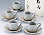 萩焼 碗皿 姫萩コーヒー碗皿5客