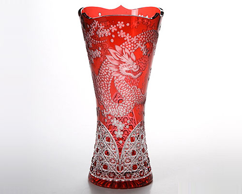 マイセンクリスタル ドラゴン 花瓶（レッド） 春 40cm 