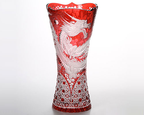 マイセンクリスタル ドラゴン 花瓶（レッド） 秋 40cm