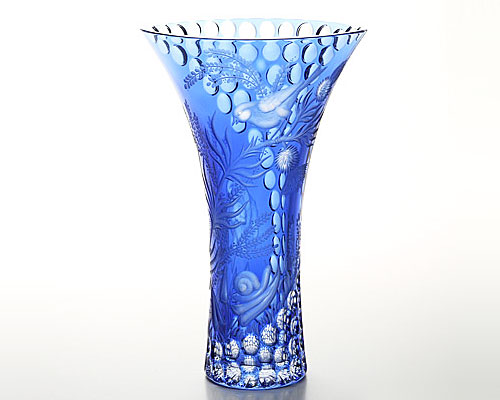 マイセンクリスタル 花瓶（ライトブルー） 30cm