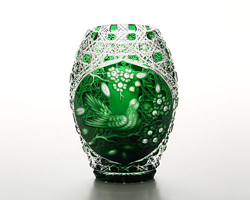 マイセンクリスタル 花瓶（グリーン） 20cm