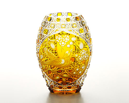 マイセンクリスタル 花瓶（イエロー） 20cm