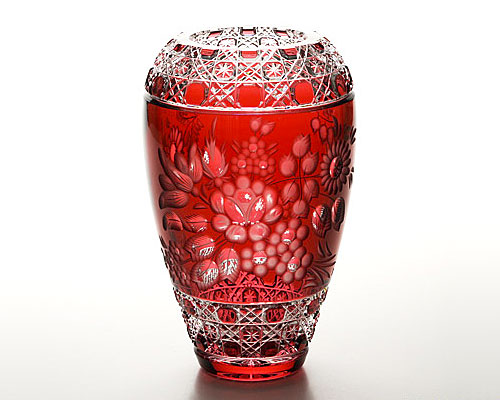 マイセンクリスタル 花瓶（レッド） 26cm MFO