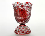 マイセンクリスタル 花瓶（レッド） マイセンとブドウ