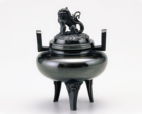 高岡銅器 銅製 香炉 平丸獅子蓋
