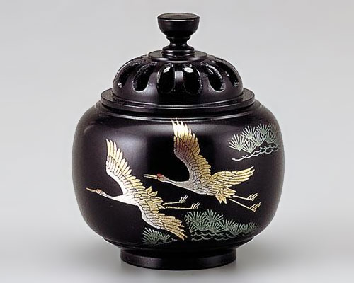 高岡銅器 銅製 香炉 玉胴型 双鶴