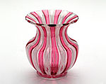 ベネチアガラス バラリン スモールベース（花瓶） ルビー×ホワイトレース