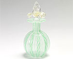 ベネチアガラス バラリン 香水瓶 丸 グリーン×ホワイト